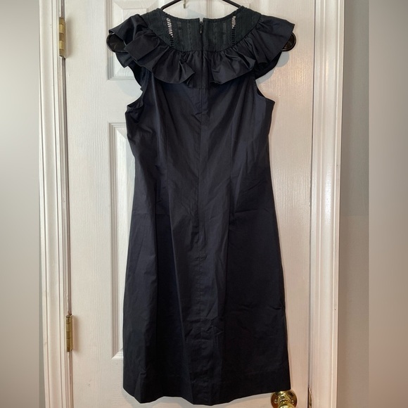 J.Crew Ruffle Neck Black‎ Shift Dress 100% Cotton Size 00 - Picture 6 of 15